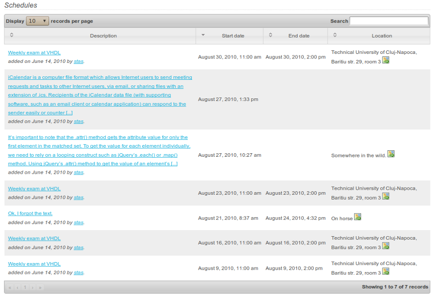 Schedules Screen